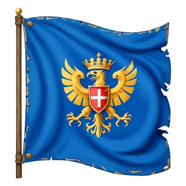 medieval war torn ripped banner blue heraldry flag blowing in wind sticker