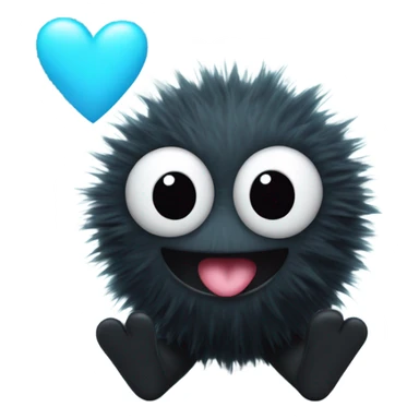 Soot sprite holding pastel blue heart sticker