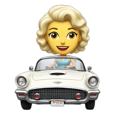 A woman driving a white 1957 Thunderbird sticker