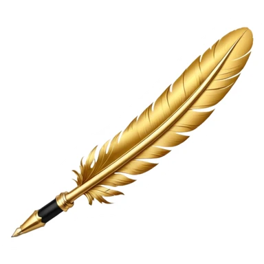 3D perspective academic premium golden ink feather pen sticker