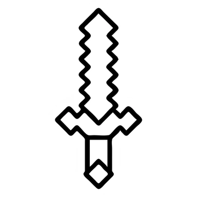 diamond sword, outlined icon style, clean black lines, minimal detail, recognizable silhouette sticker