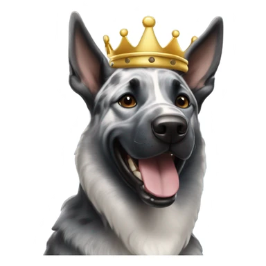 A smiling malinois dark blue merle without r color with a crown on his head sticker