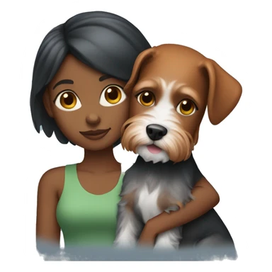 Black girl with ginger hair holding mini schnauzer dog  sticker