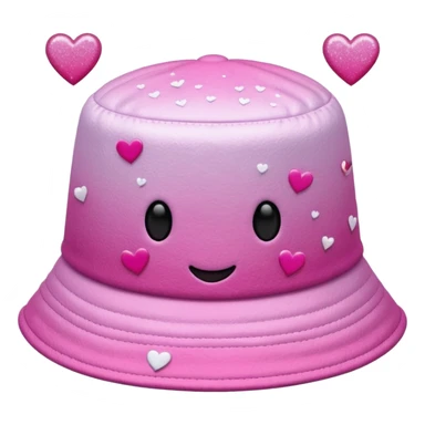 Pink ombre bucket hat with hearts and glitter sticker