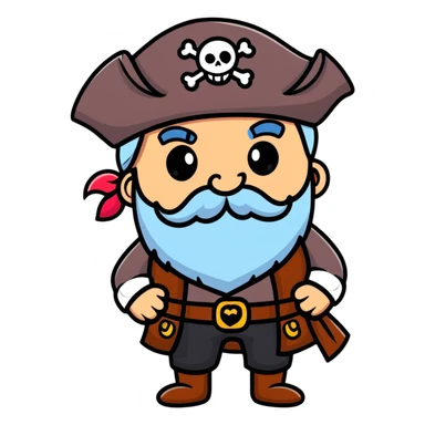 Old bearded pirate with eye patch and heart eyes looking with admiration sticker