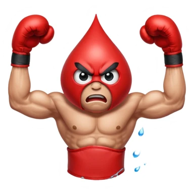Gota de agua con cara de enfado y unos guantes de boxeo, que tenga brazos y piernas musculados sticker
