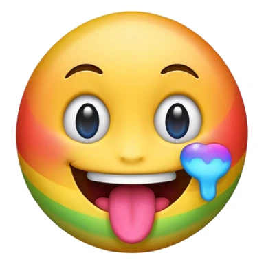 Smile emoji with rainbow tongue and rainbow eyes sticker