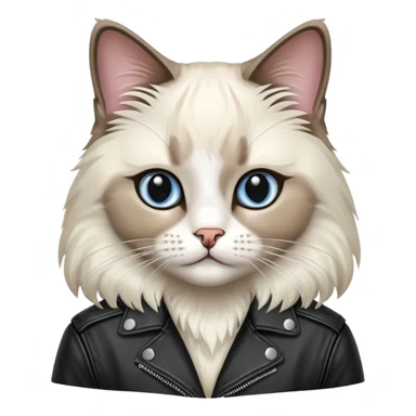 Ragdoll cat wearing a leather jacket  sticker