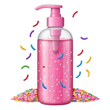 Pink shower gel light pink bottle with sprinkles and confeti on the bottle  sticker