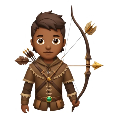 The classic hunter image with a bow and arrow on his back, dressed in brown with some animal made decorations sticker