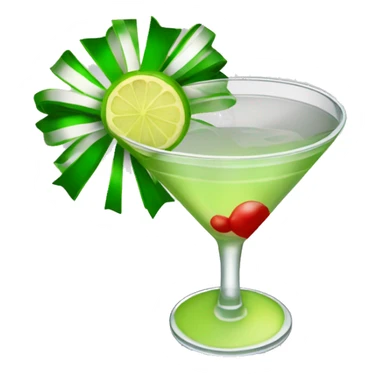 an  holiday margarita in a martini glass with a bow on the stem of the glass sticker