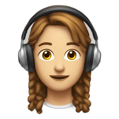 Personne cheveux de couleur brun , couleur de peau blanche avec un casque audio sur la tête sticker