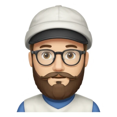 male full beard glasses and cap sticker