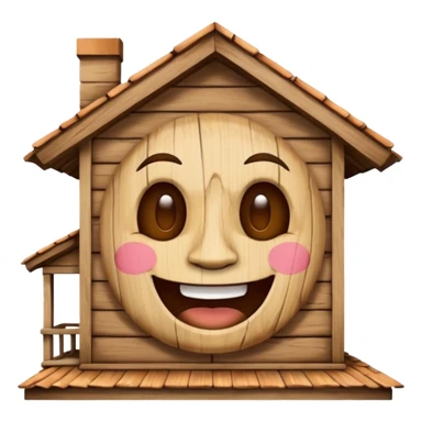 physical home with roof shaped face mascot on neck  sticker