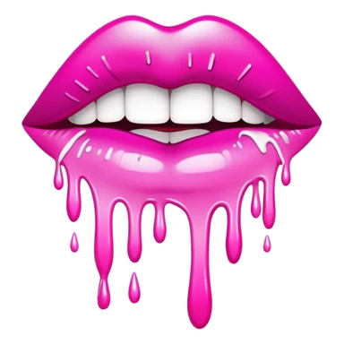 White paint dripping from hot pink ombre glittery lips sticker