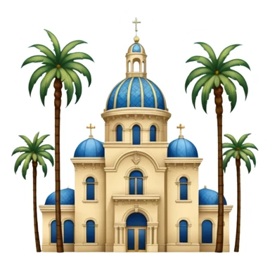 California Building with ornate blue, gold, and green tile dome and adjoining slender California Tower, Spanish Colonial Revival style, baroque details, palm trees, simple, no text, white background, version 4 sticker