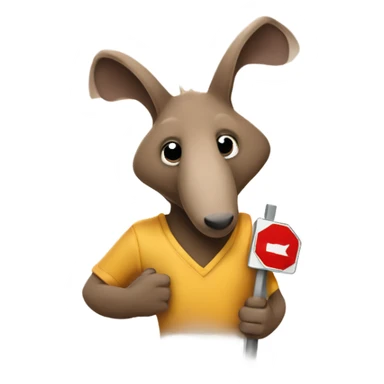 Aardvark with a stop sign sticker