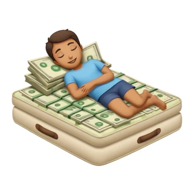 happy person napping on mattress of money sticker