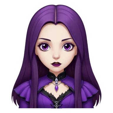 girl with long straight brown hair pale vampire in purple whimsigothic outfit sticker