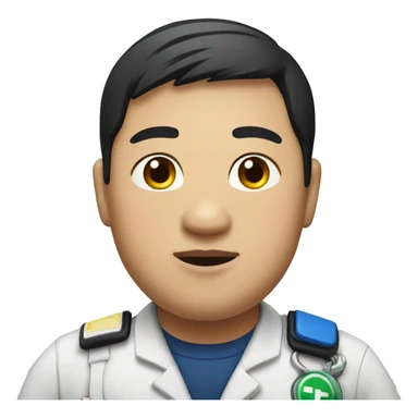 Fat male Asian paramedic with short black hair sticker