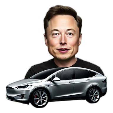 Elon musk with a tesla model x sticker
