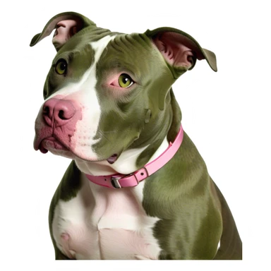 Gray and white pit bull white strip down to a pink nose  sticker