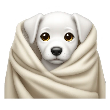 mini white puppy wrapped up in blanket  sticker