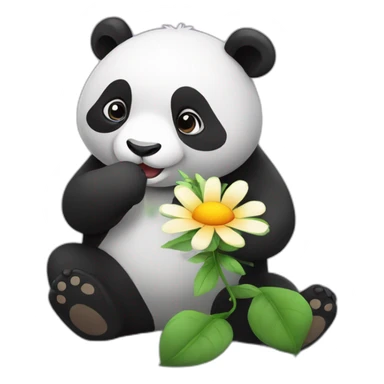 Panda giving flower to seal sticker