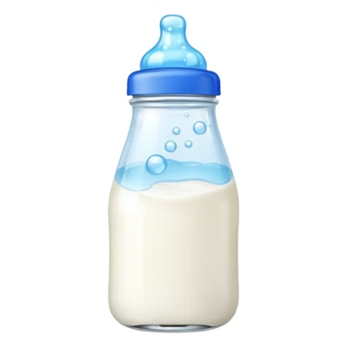 baby Milk bottle with blue cap and bubbles sticker