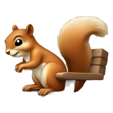 squirrel sitting and sleeping on wooden chair sticker
