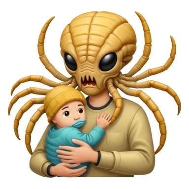 man with Baby Facehugger on his face sticker