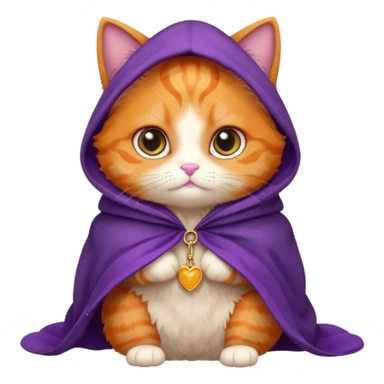 baby orange cat in purple cloak sticker