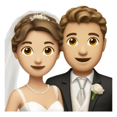 Bride and groom with brown hair and brown eyes sticker