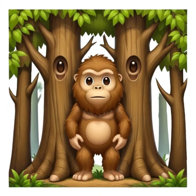 bigfoot peeking from behind a tree sticker