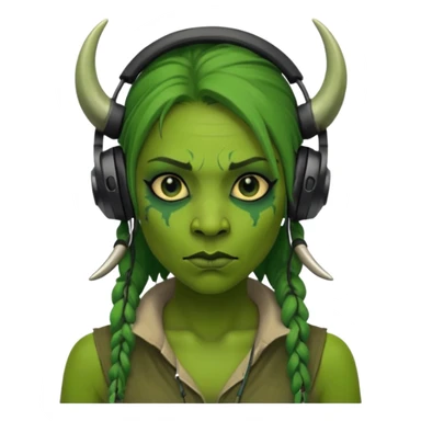 ork  woman with headphones sticker