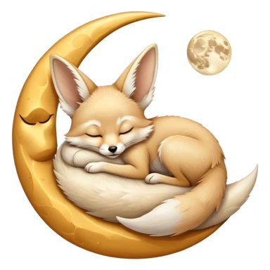 fennec sleeping on a moon sickle  sticker