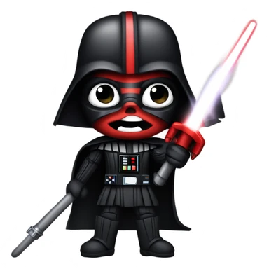 Darth Vader with a saber staff like Darth maul has sticker