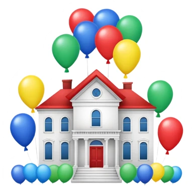 white house with balloons on top sticker