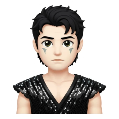 Cronus from Mythology with black hair, black sequin outfit sticker