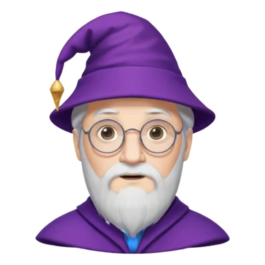 dumbledore, white hair, wear purple magic hat, glasses sticker