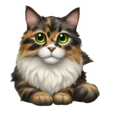 Long hair tortie cat with green eyes kneading a sheep skin throw sticker