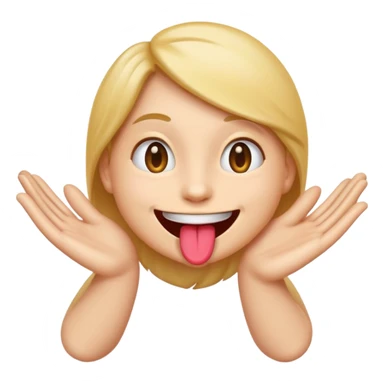 emoji with tongue out with hands on the side swiping outwards sticker
