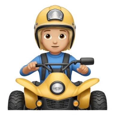 Please make a young blonde boy riding a four wheeler sticker
