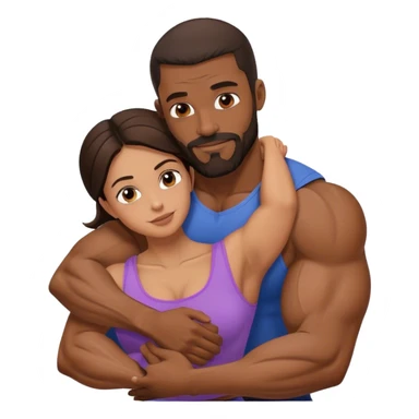 Black man with facial hair and muscles hug small beautiful brunette woman sticker