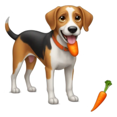 dog eating a carrot while standing sticker