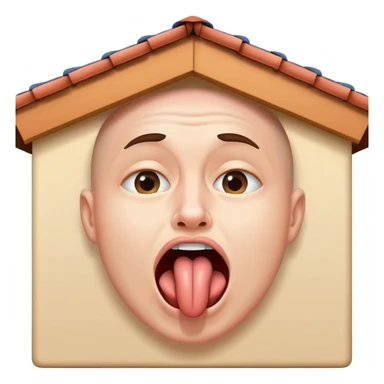 person practicing facial exercise mewing with tongue against roof of mouth sticker