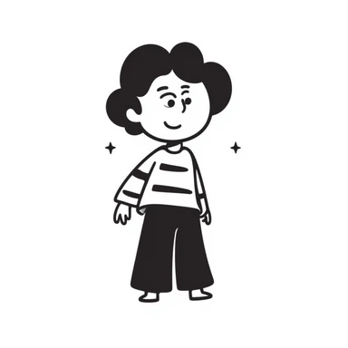 playful cartoon character, hand-drawn doodle style, simple lines, friendly expression sticker