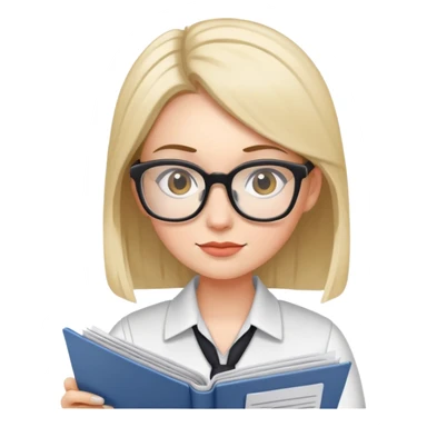 female office worker reviewing paperwork sticker