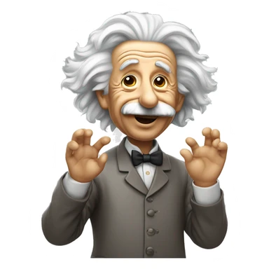 albert einstein with wawing hand and is happy sticker