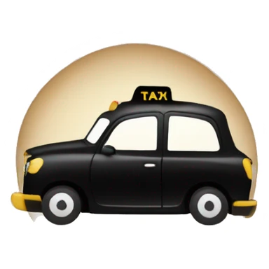 black taxi cab inside a cup of tea sticker